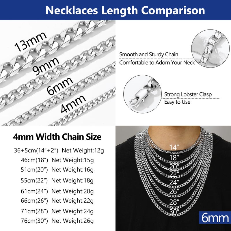 PROSTEEL Necklace for Men Necklaces Chain 18 inch Stainless Steel Cuban Link Mens Necklace Man - Image 4
